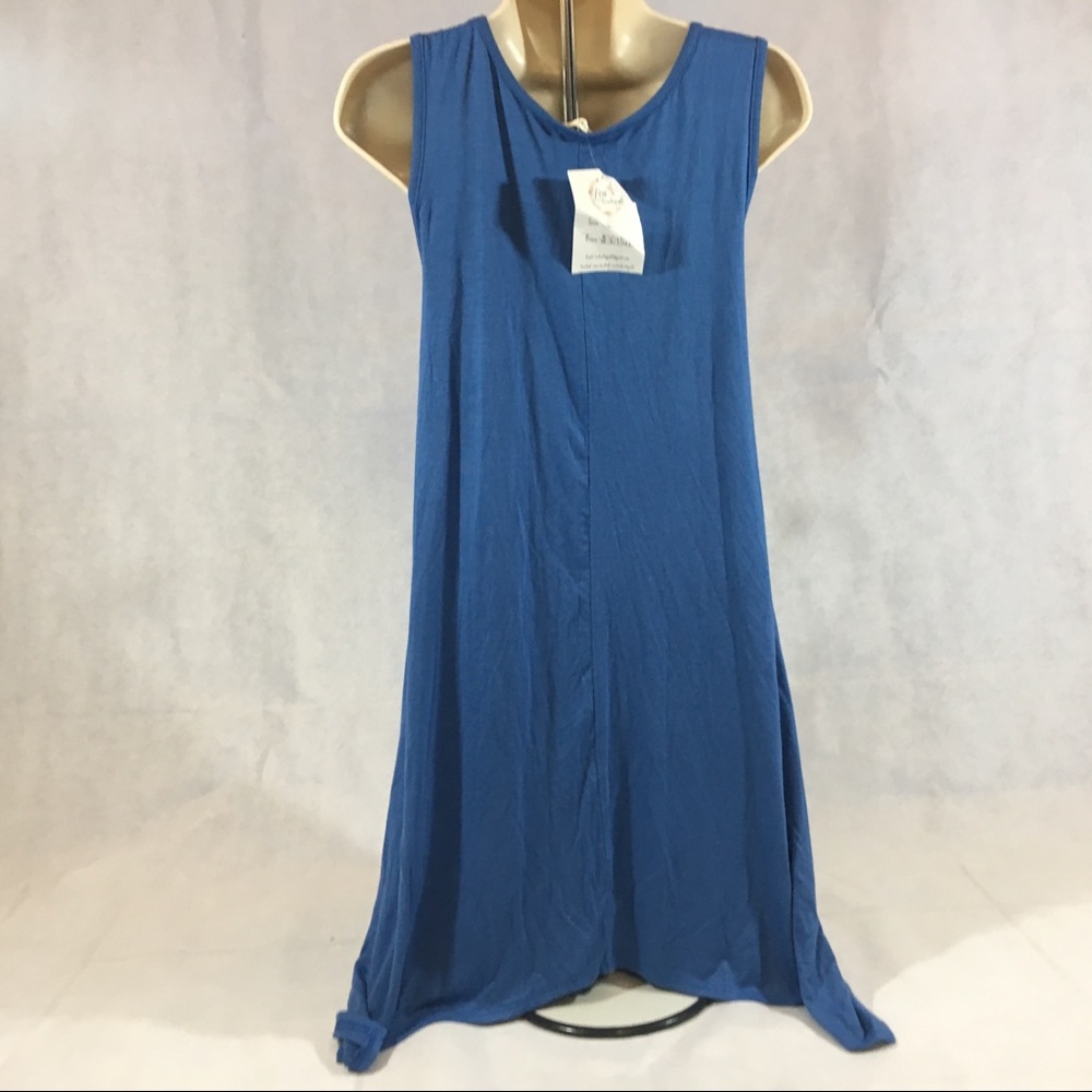 Easel Blue Embroidered Hem Dress - Picture 4 of 8
